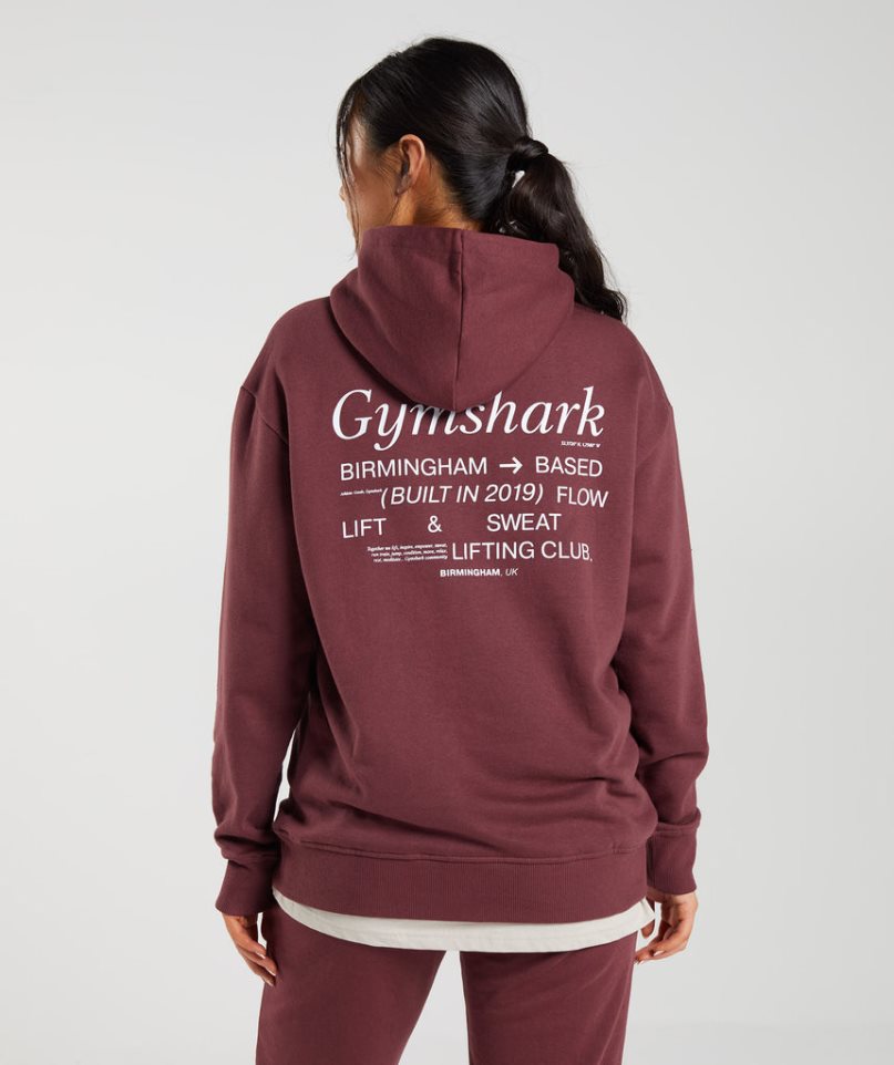 Women's Gymshark Social Club Oversized Hoodie Brown | CA A368N7